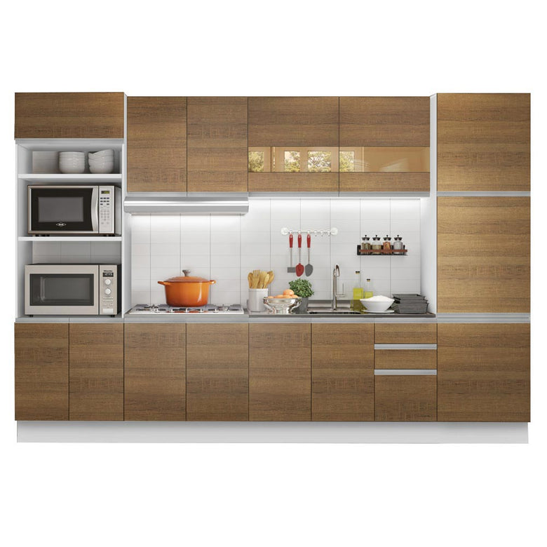 Armário de Cozinha Completa 330cm Branco/Rustic Olimpia Madesa 02