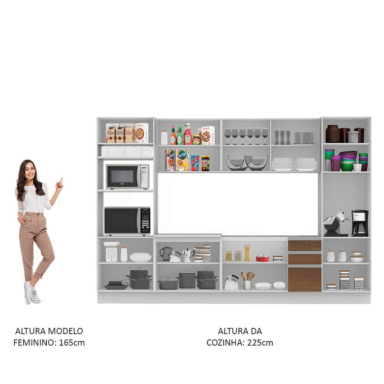 Armário de Cozinha Completa 330cm Branco/Rustic Olimpia Madesa 02