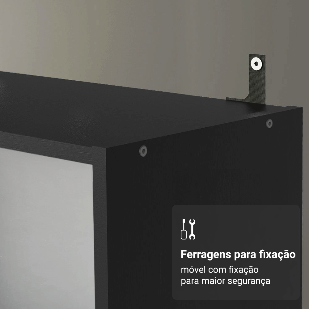 Estante Sapateira 3 Prateleiras Sem Portas Preto Madesa