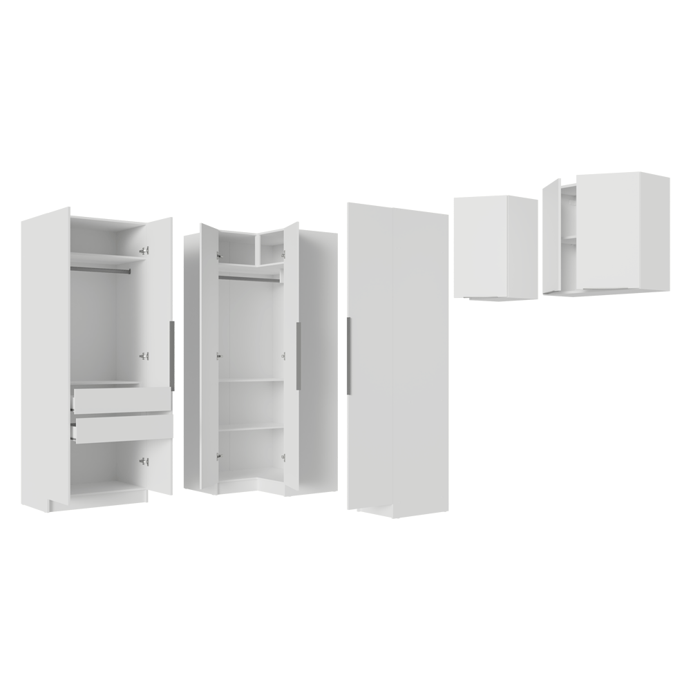 Quarto Completo Solteiro De Canto 415 cm Branco Neo Madesa