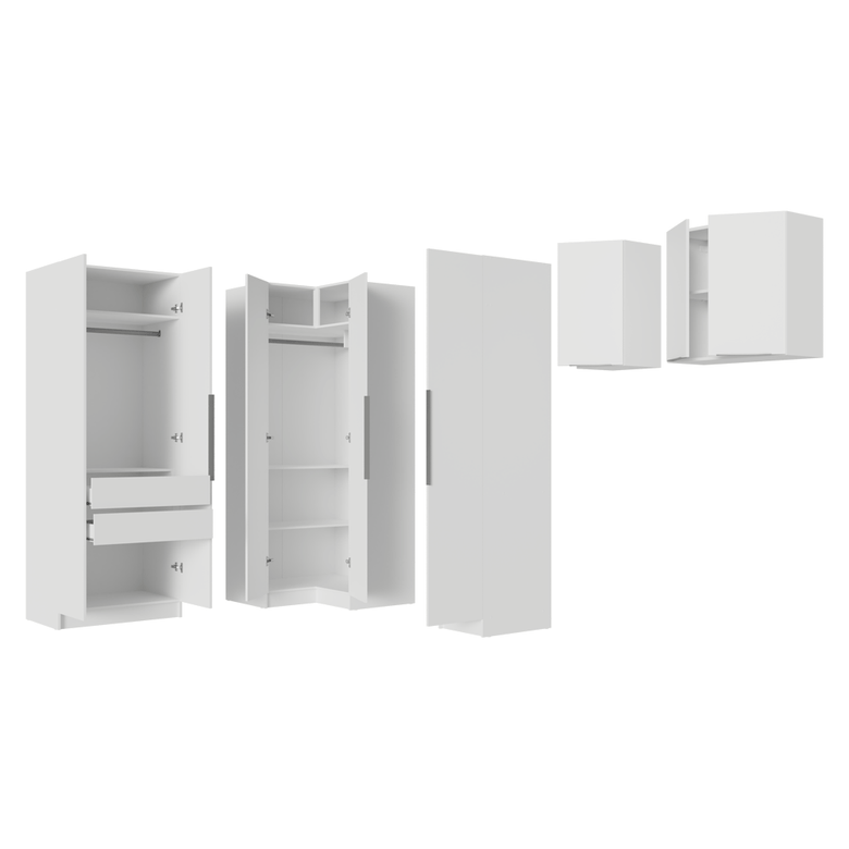 Quarto Completo Solteiro De Canto 415 cm Branco Neo Madesa