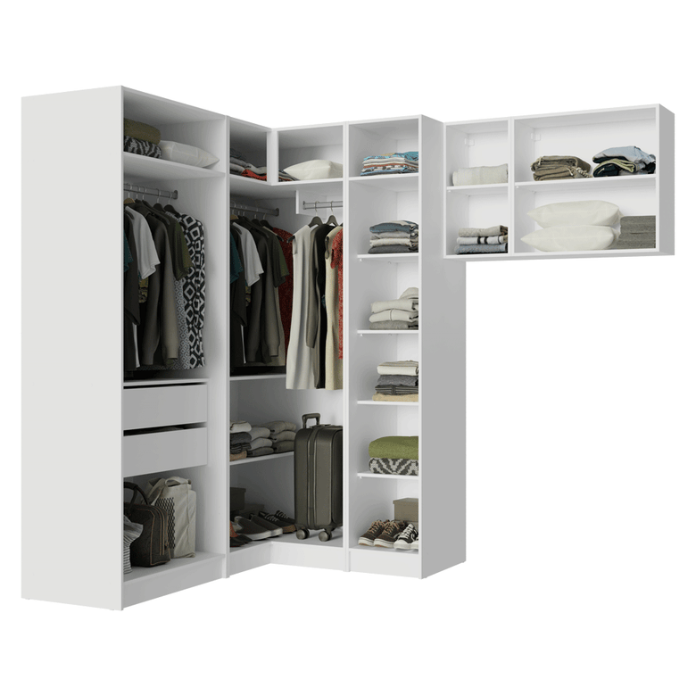 Quarto Completo Solteiro De Canto 415 cm Branco Neo Madesa