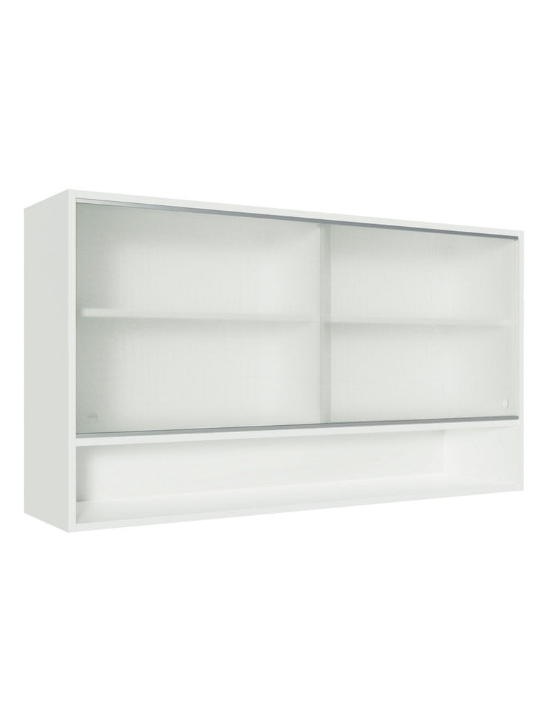 Armário Aéreo Madesa Glamy 2 Portas de Correr de Vidro e 1 Nicho Branco