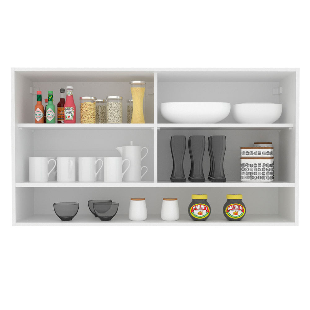 Armário Aéreo Madesa Glamy 2 Portas de Correr de Vidro e 1 Nicho Branco