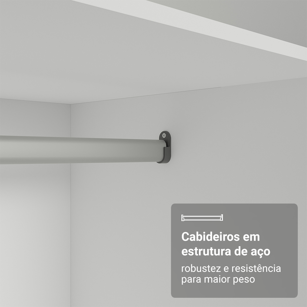 Quarto Completo Casal de Canto 580 cm com Mesa de Cabeceira Branco Neo Madesa