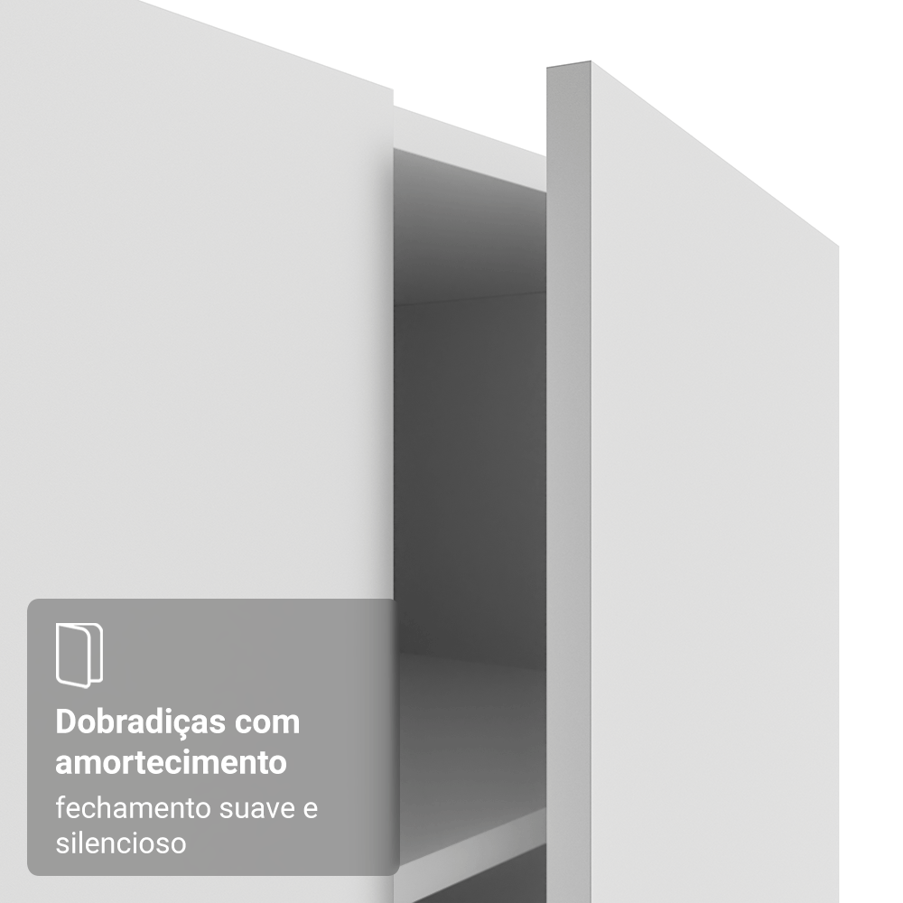 Quarto Completo Casal de Canto 580 cm com Mesa de Cabeceira Branco Neo Madesa