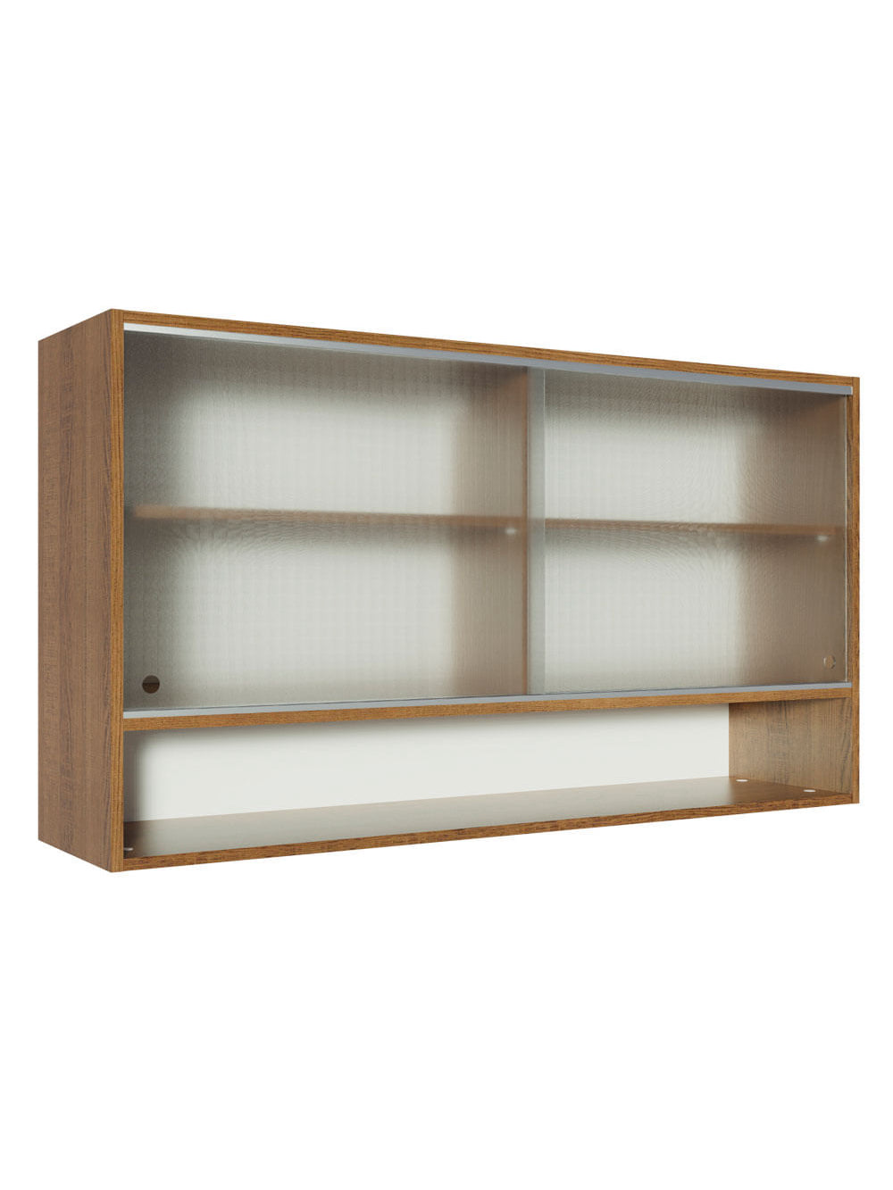 Armário Aéreo Madesa Glamy 2 Portas de Correr de Vidro e 1 Nicho Rustic - Rustic