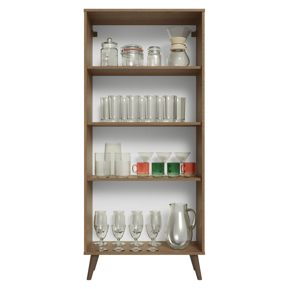 Cristaleira 70 cm 2 Portas de Vidro com Pés Cônicos Rustic/Cinza/Rustic Vik Madesa