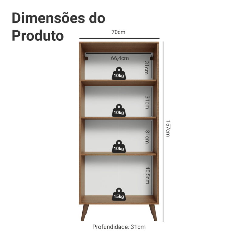 Cristaleira 70 cm 2 Portas de Vidro com Pés Cônicos Rustic/Azul/Rustic Vik Madesa