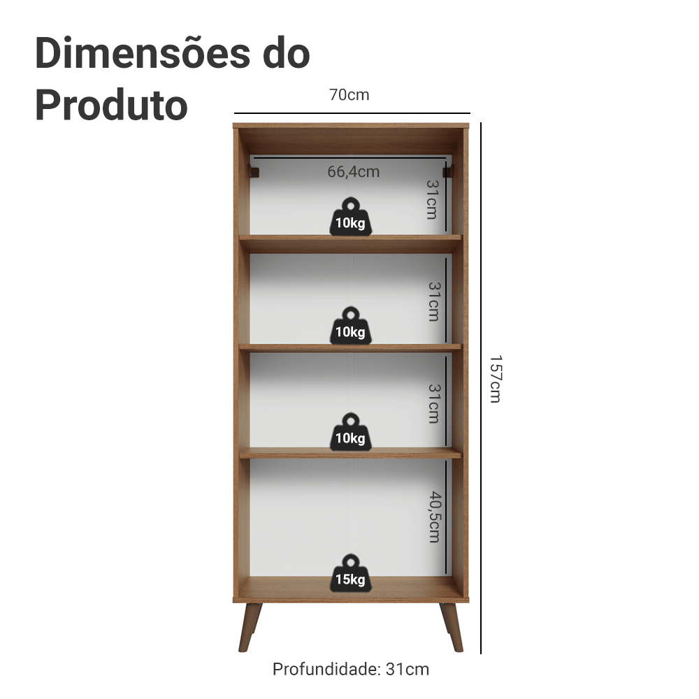 Cristaleira 70 cm 2 Portas de Vidro com Pés Cônicos Rustic/Verde/Rustic Vik Madesa