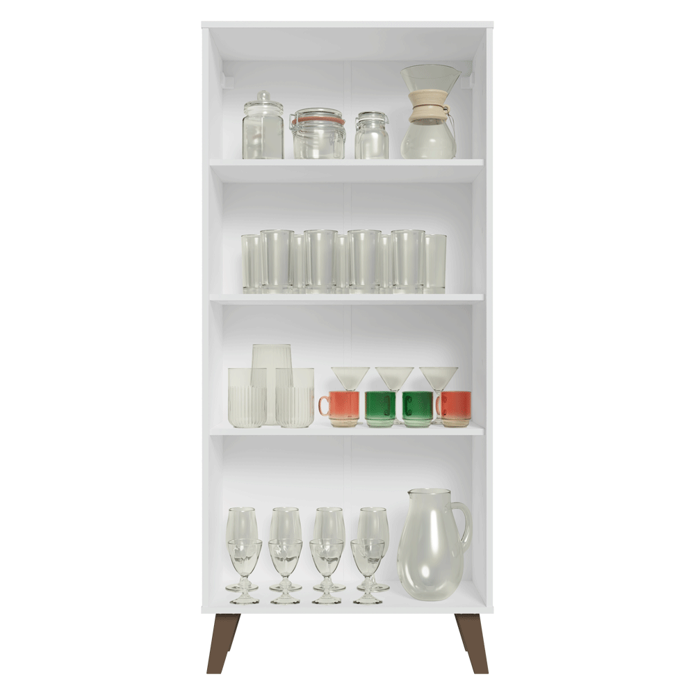 Cristaleira 70 cm 2 Portas de Vidro com Pés Trapézio Branco/Rustic Vik Madesa