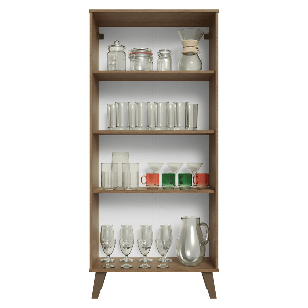 Cristaleira 70 cm 2 Portas de Vidro com Pés Trapézio Rustic/Branco/Rustic Vik Madesa