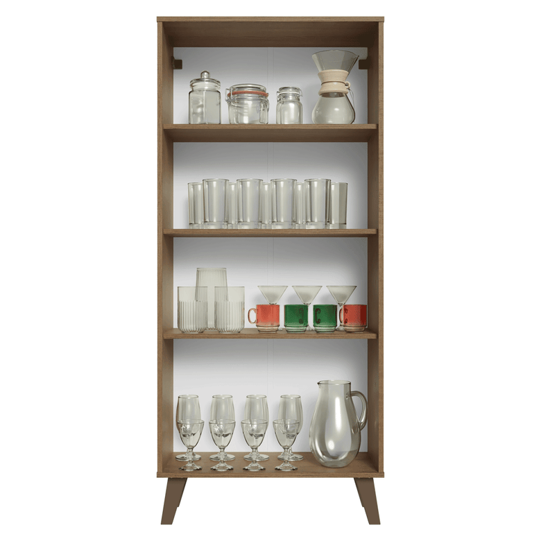 Cristaleira 70 cm 2 Portas de Vidro com Pés Trapézio Rustic/Cinza/Rustic Vik Madesa