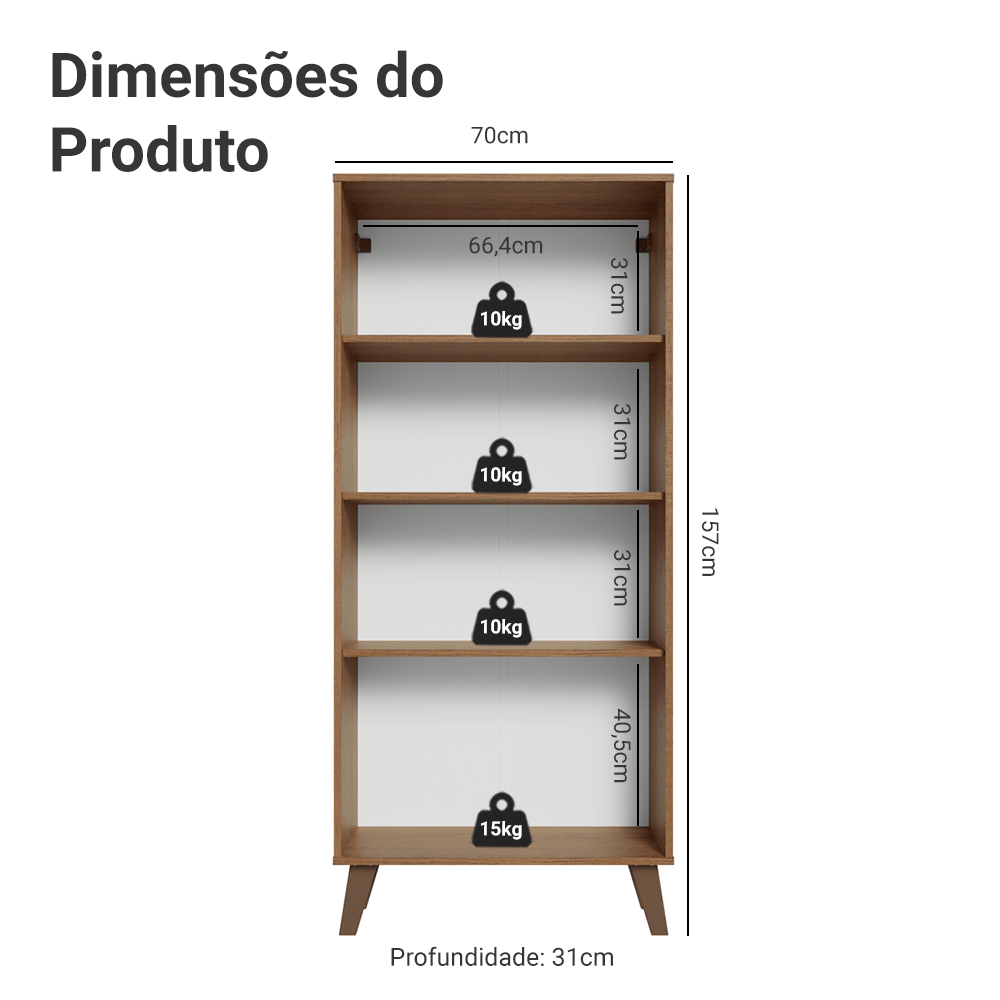 Cristaleira 70 cm 2 Portas de Vidro com Pés Trapézio Rustic/Azul/Rustic Vik Madesa