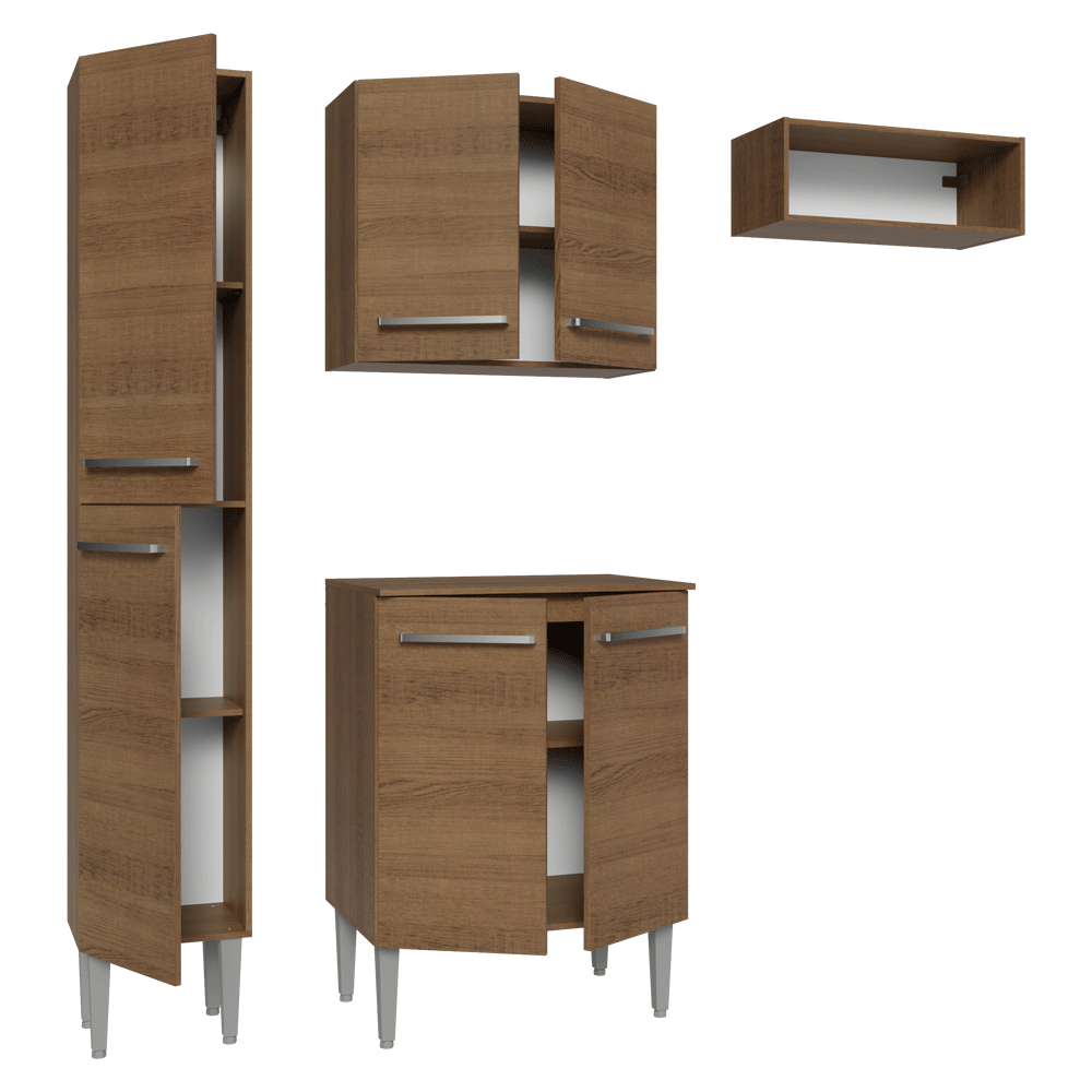 Armário de Cozinha Compacta 156 cm Rustic Emilly Madesa 01