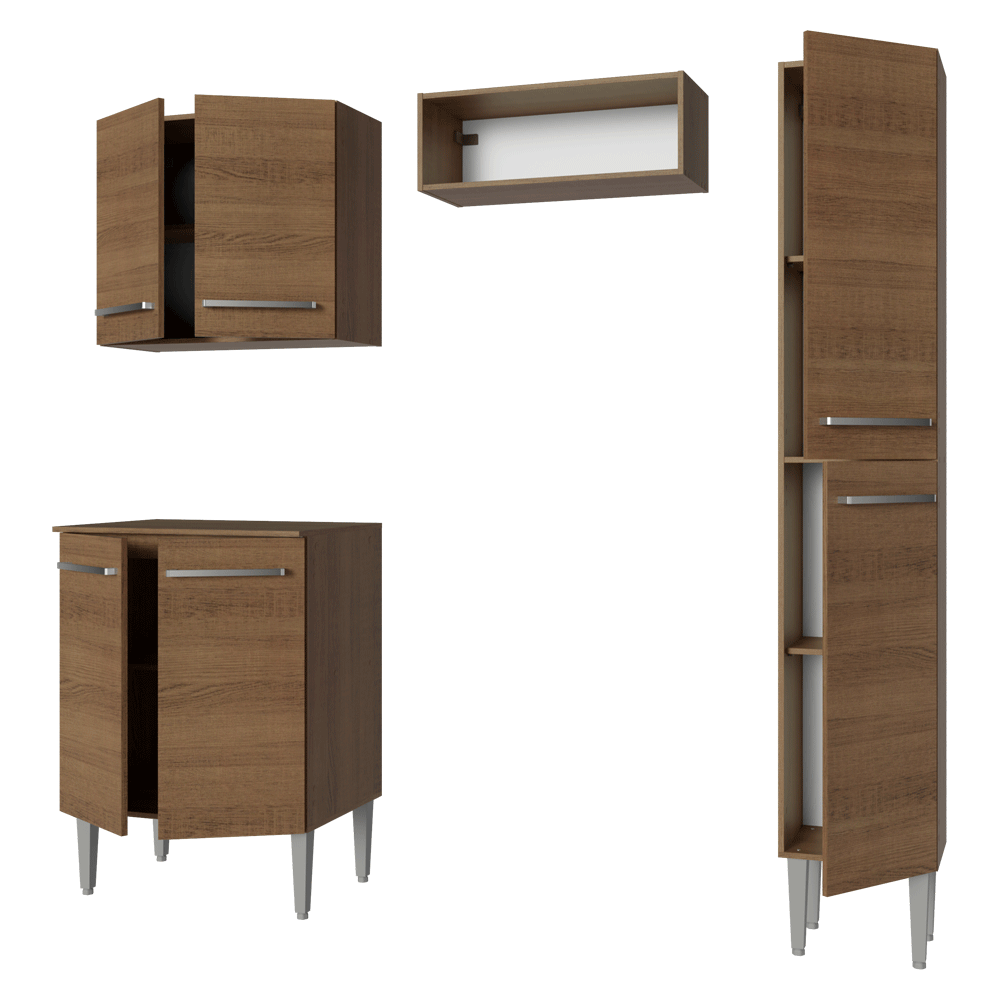 Armário de Cozinha Compacta 156 cm Rustic Emilly Madesa 02