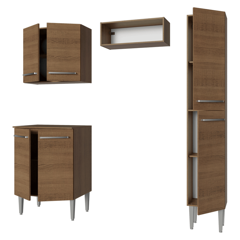 Armário de Cozinha Compacta 156 cm Rustic Emilly Madesa 02