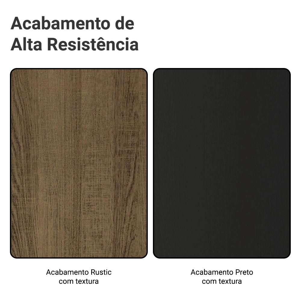 Armário de Cozinha Compacta 156 cm Rustic/Preto Emilly Madesa 03