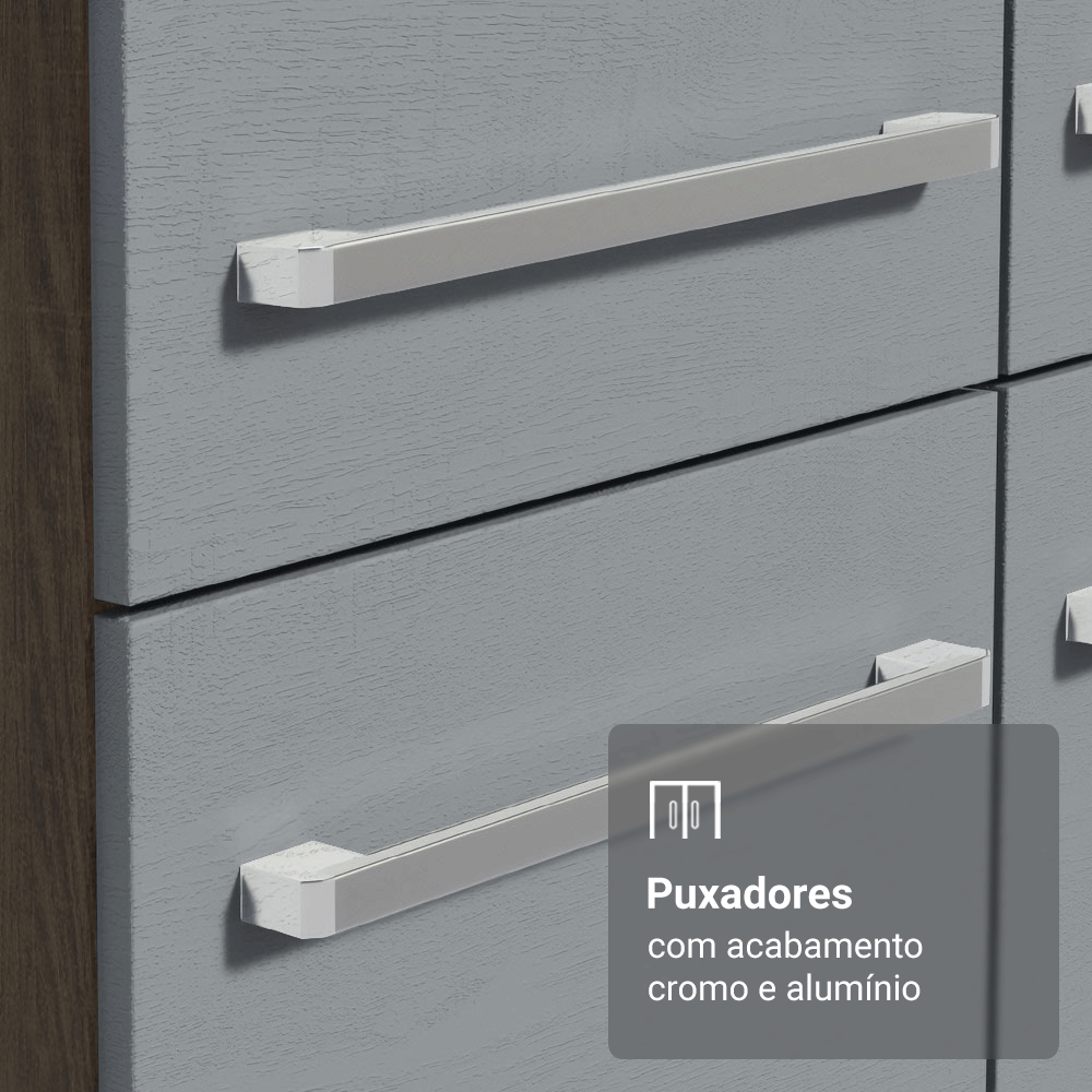 Armário de Cozinha Completa 197 cm Rustic/Cinza Emilly Madesa 01