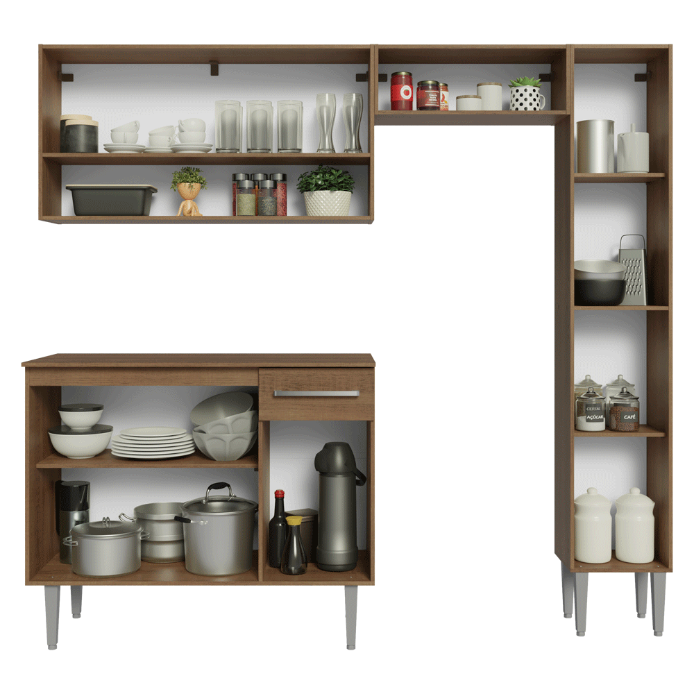 Armário de Cozinha Completa 197 cm Rustic Emilly Madesa 01