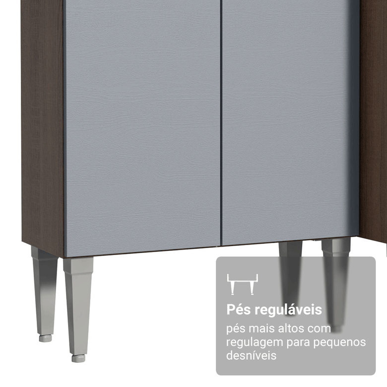 Armário de Cozinha Completa 197 cm Rustic/Cinza Emilly Madesa 02