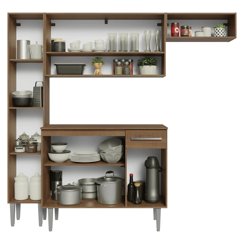 Armário de Cozinha Completa 197 cm Rustic Emilly Madesa 02