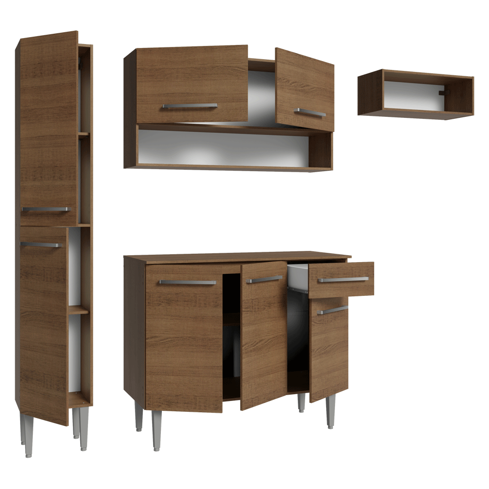 Armário de Cozinha Completa 197 cm Rustic Emilly Madesa 02