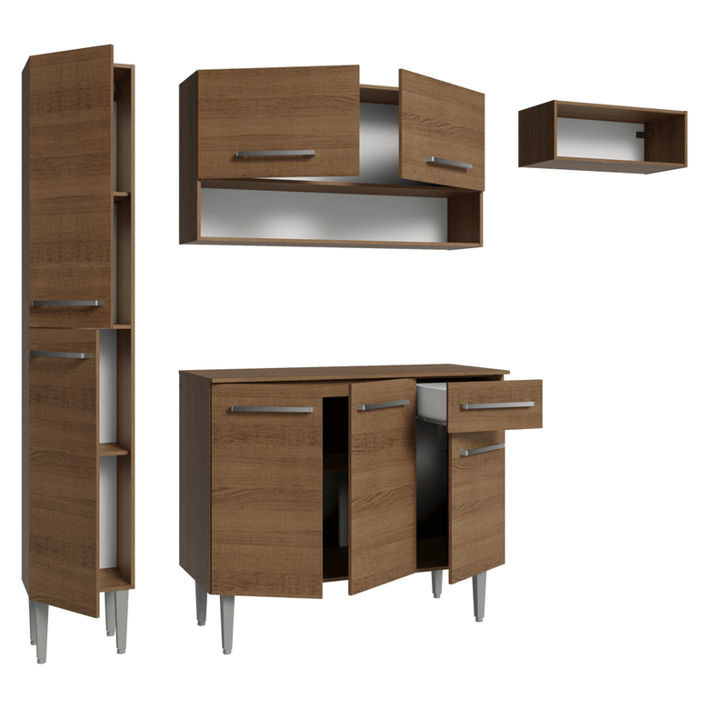 Armário de Cozinha Completa 197 cm Rustic Emilly Madesa 02