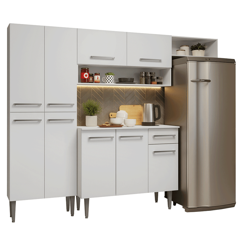 Armário de Cozinha Completa 229cm Branco Emilly Madesa 016