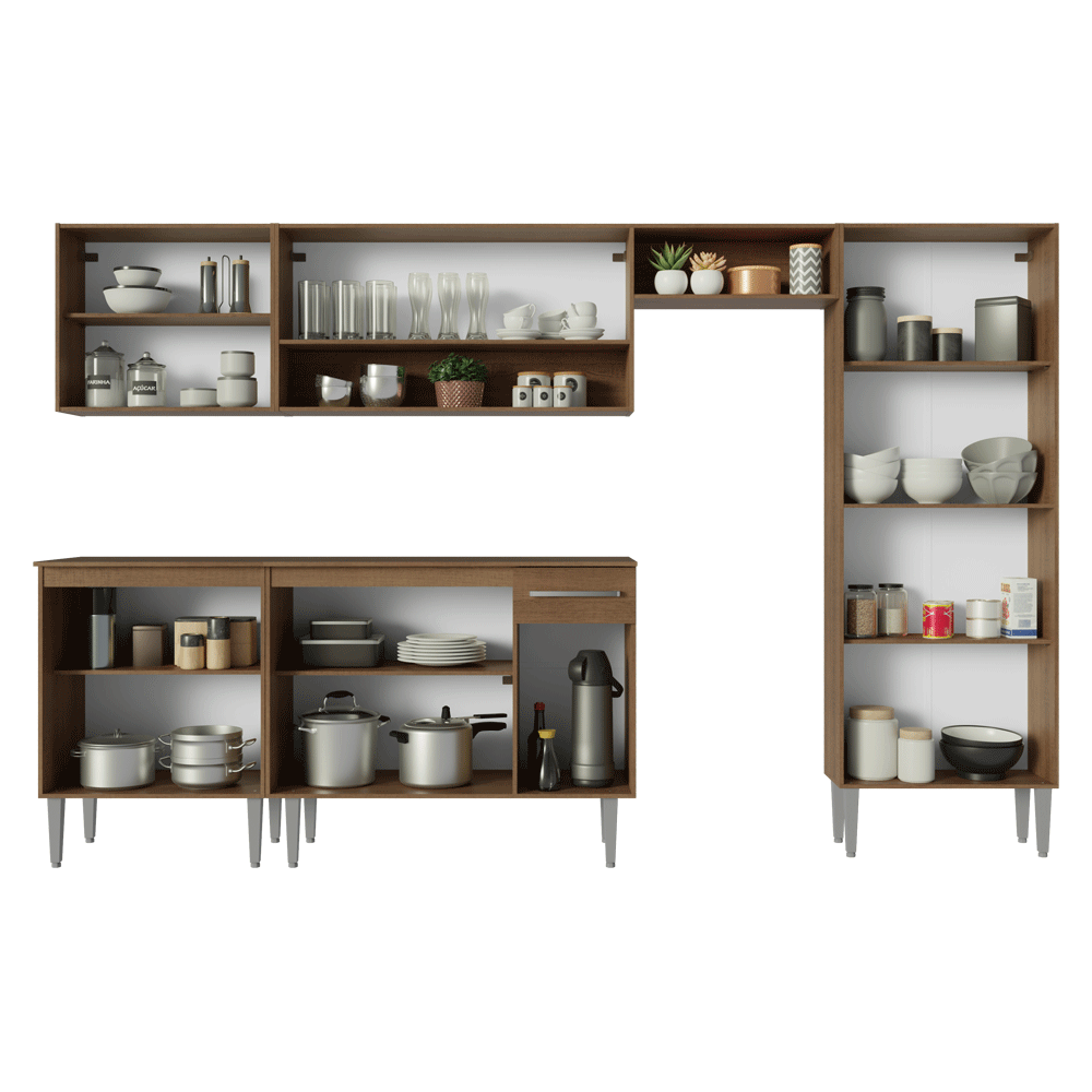 Armário de Cozinha Completa 293cm Rustic Emilly Madesa 011