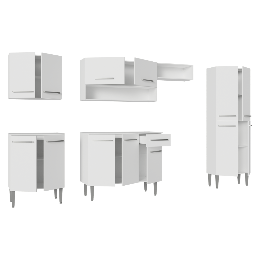 Armário de Cozinha Completa 293cm Branco Emilly Madesa 011