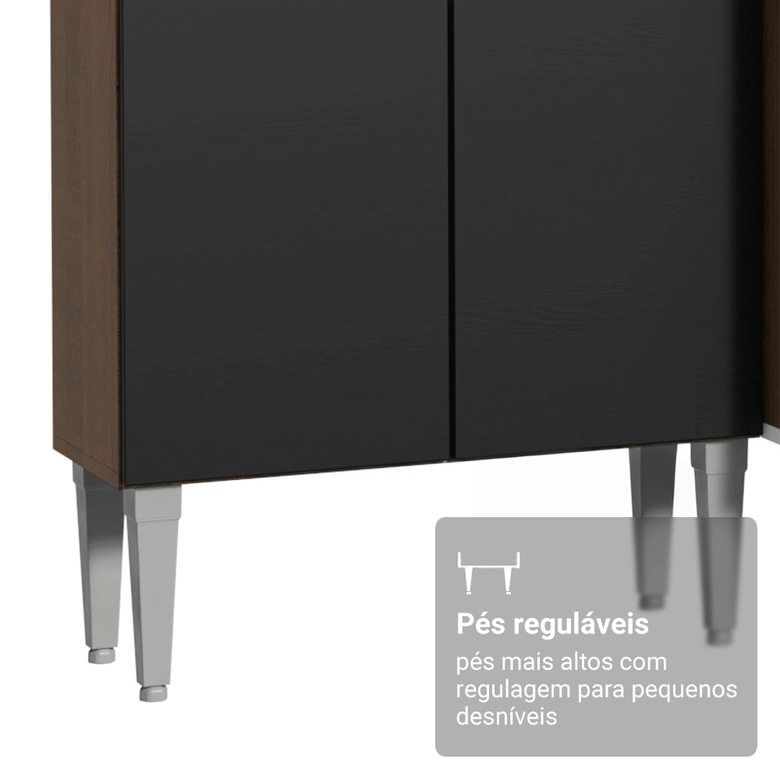 Armário de Cozinha Completa 325cm Rustic/Preto Emilly Madesa 07