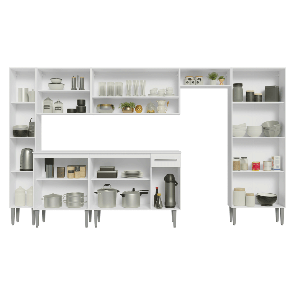 Armário de Cozinha Completa 325cm Branco Emilly Madesa 07