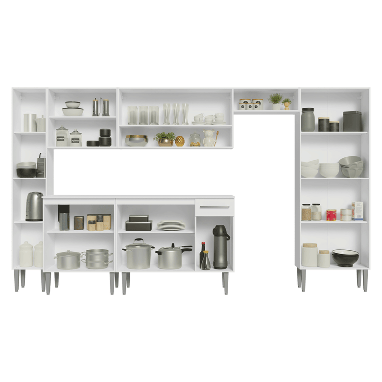 Armário de Cozinha Completa 325cm Branco Emilly Madesa 07