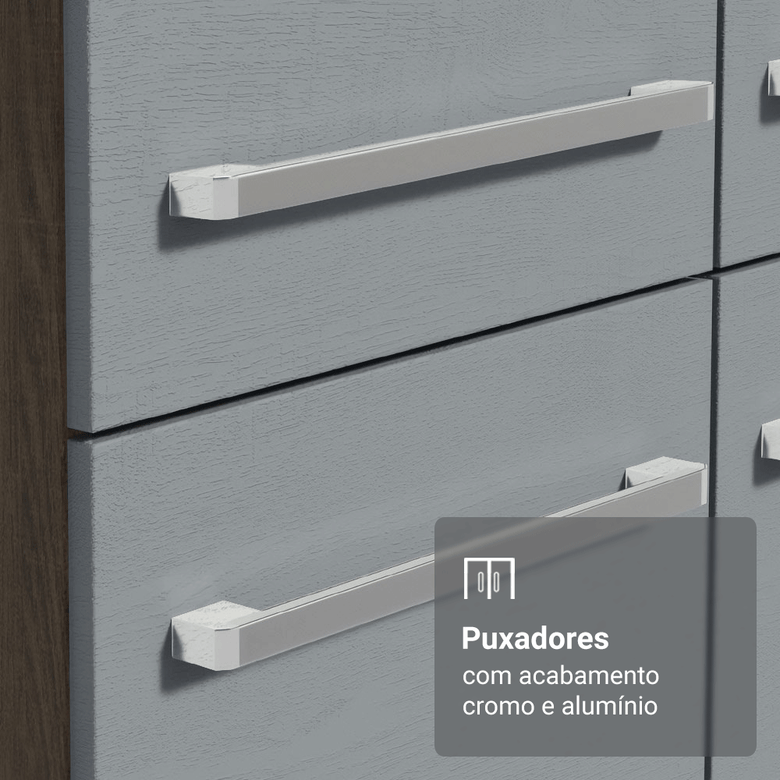 Armário de Cozinha Completa 325cm Rustic/Cinza Emilly Madesa 07