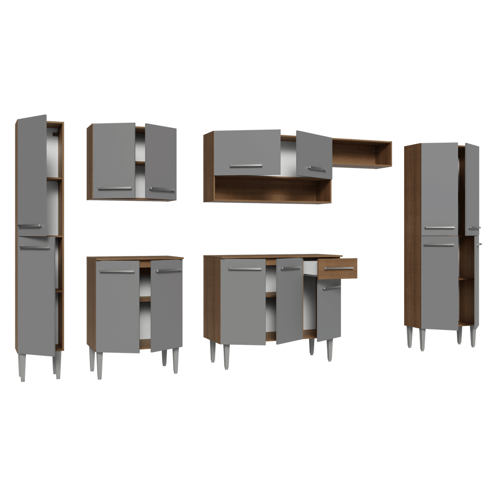 Armário de Cozinha Completa 325cm Rustic/Cinza Emilly Madesa 07