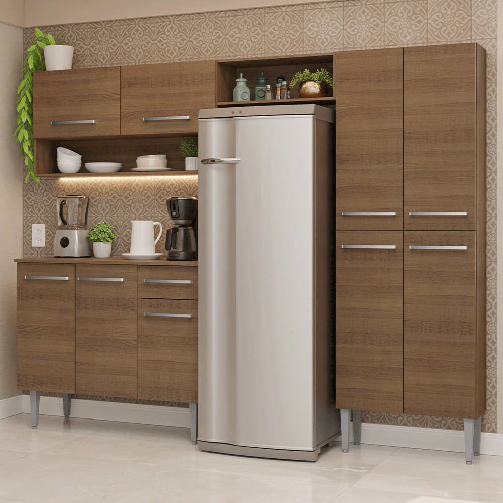 Armário de Cozinha Completa 229cm Rustic Emilly Madesa 017 - Rustic