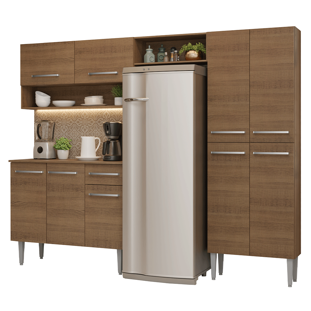 Armário de Cozinha Completa 229cm Rustic Emilly Madesa 017 - Rustic