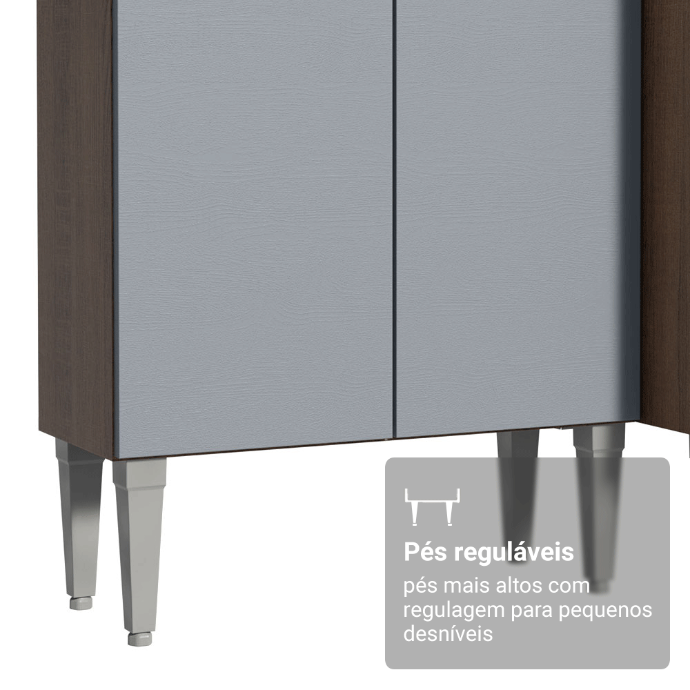 Armário de Cozinha Completa 229cm Rustic/Cinza Emilly Madesa 017