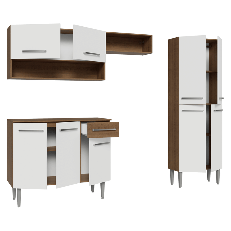 Armário de Cozinha Completa 229cm Rustic/Branco Emilly Madesa 017