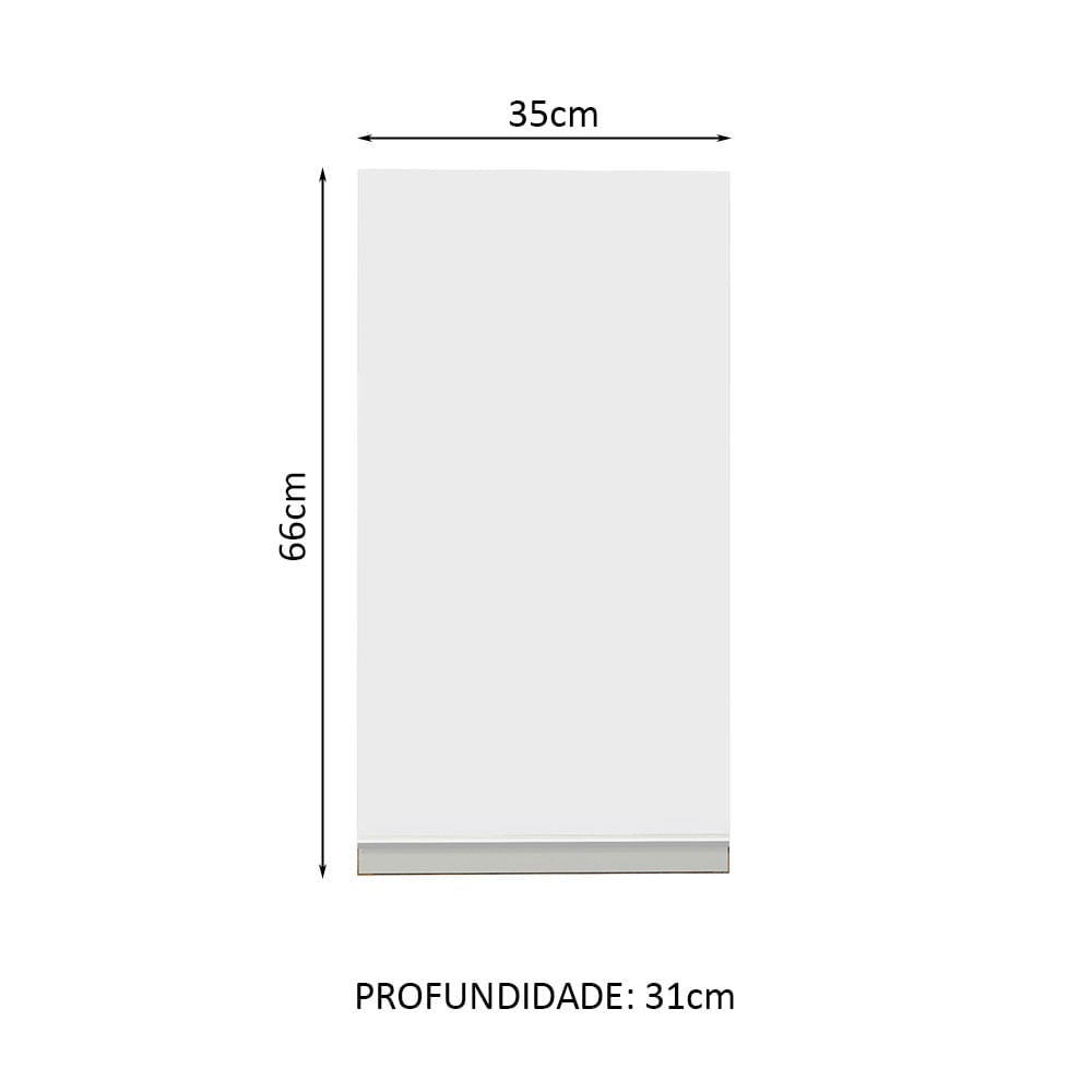 Armário Aéreo Madesa Glamy 35 cm 1 Porta Rustic/Branco - Rustic/Branco
