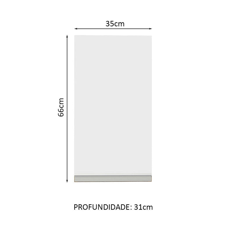 Armário Aéreo Madesa Glamy 35 cm 1 Porta Rustic/Branco