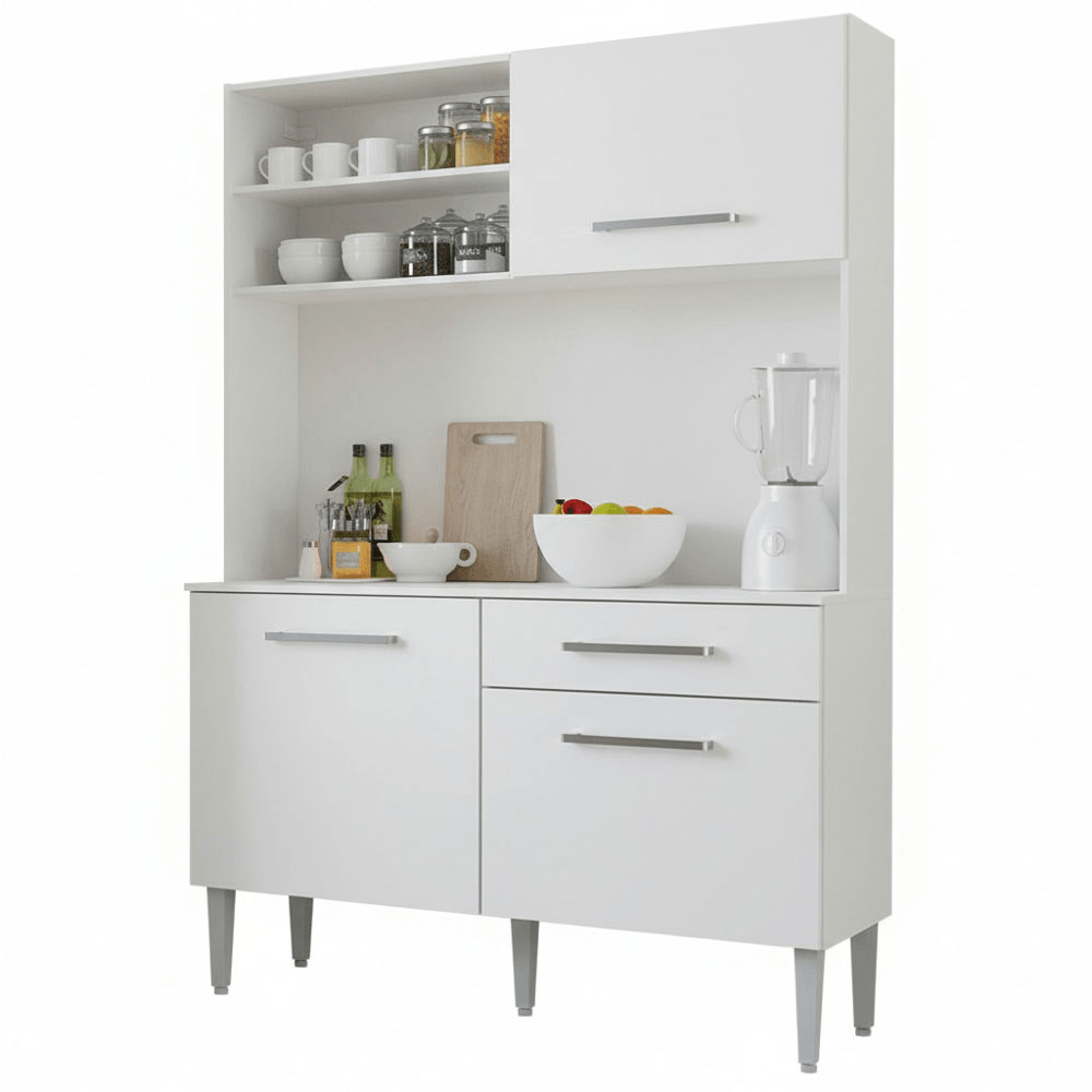 Armário de Cozinha Compacta 120cm Branco Life Madesa - Branco
