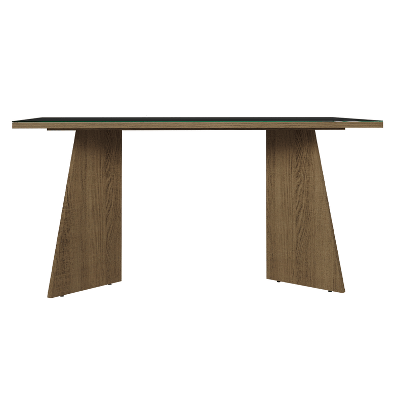 Mesa de Jantar Retangular Tampo de Vidro 5389 Rustic/Preto Madesa