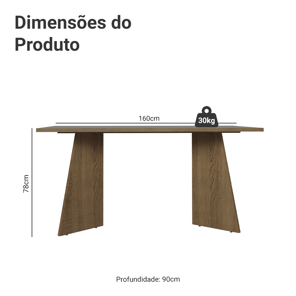 Mesa de Jantar Retangular Tampo de Madeira 5389 Rustic/Cinza Madesa - Rustic/Cinza