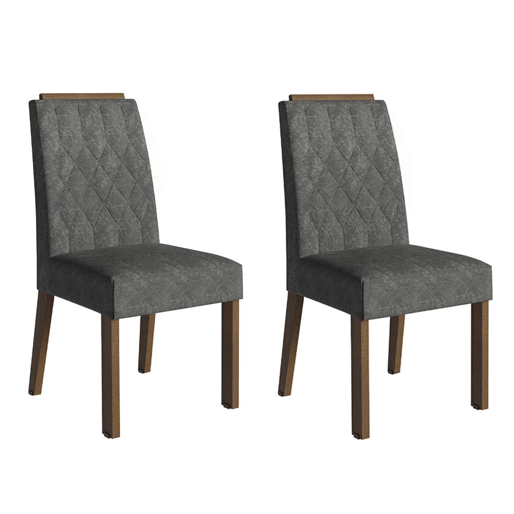 Kit 2 Cadeiras de Jantar 4256 com Espaldar Rustic/Silver Madesa - Rustic/Silver