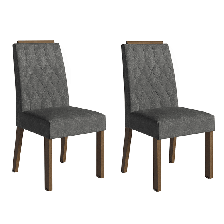 Kit 2 Cadeiras de Jantar 4256 com Espaldar Rustic/Silver Madesa