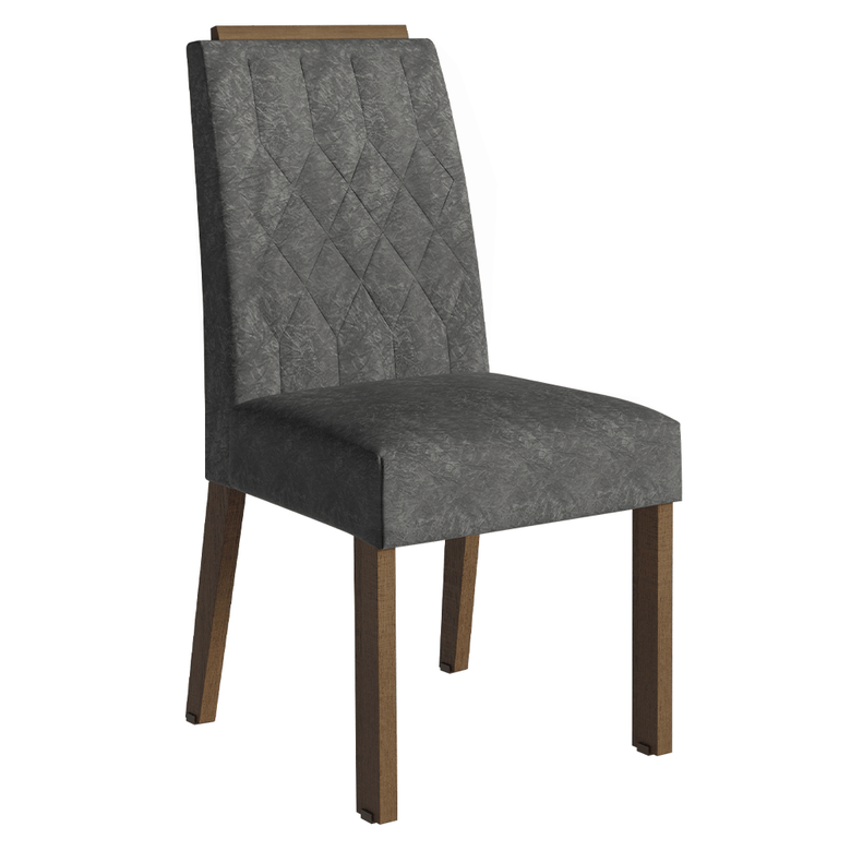 Kit 2 Cadeiras de Jantar 4256 com Espaldar Rustic/Silver Madesa