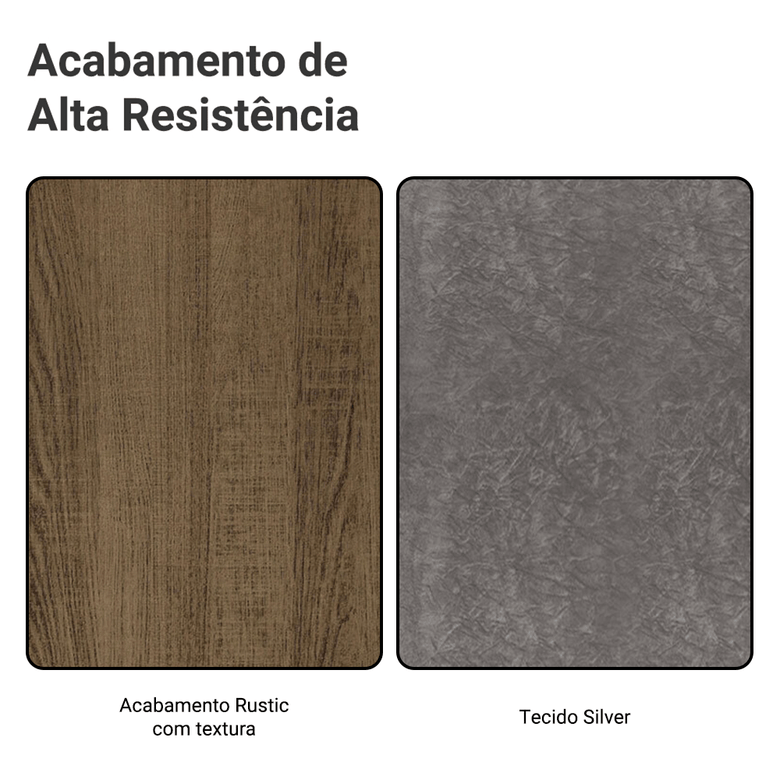 Kit 2 Cadeiras de Jantar 4256 com Espaldar Rustic/Silver Madesa