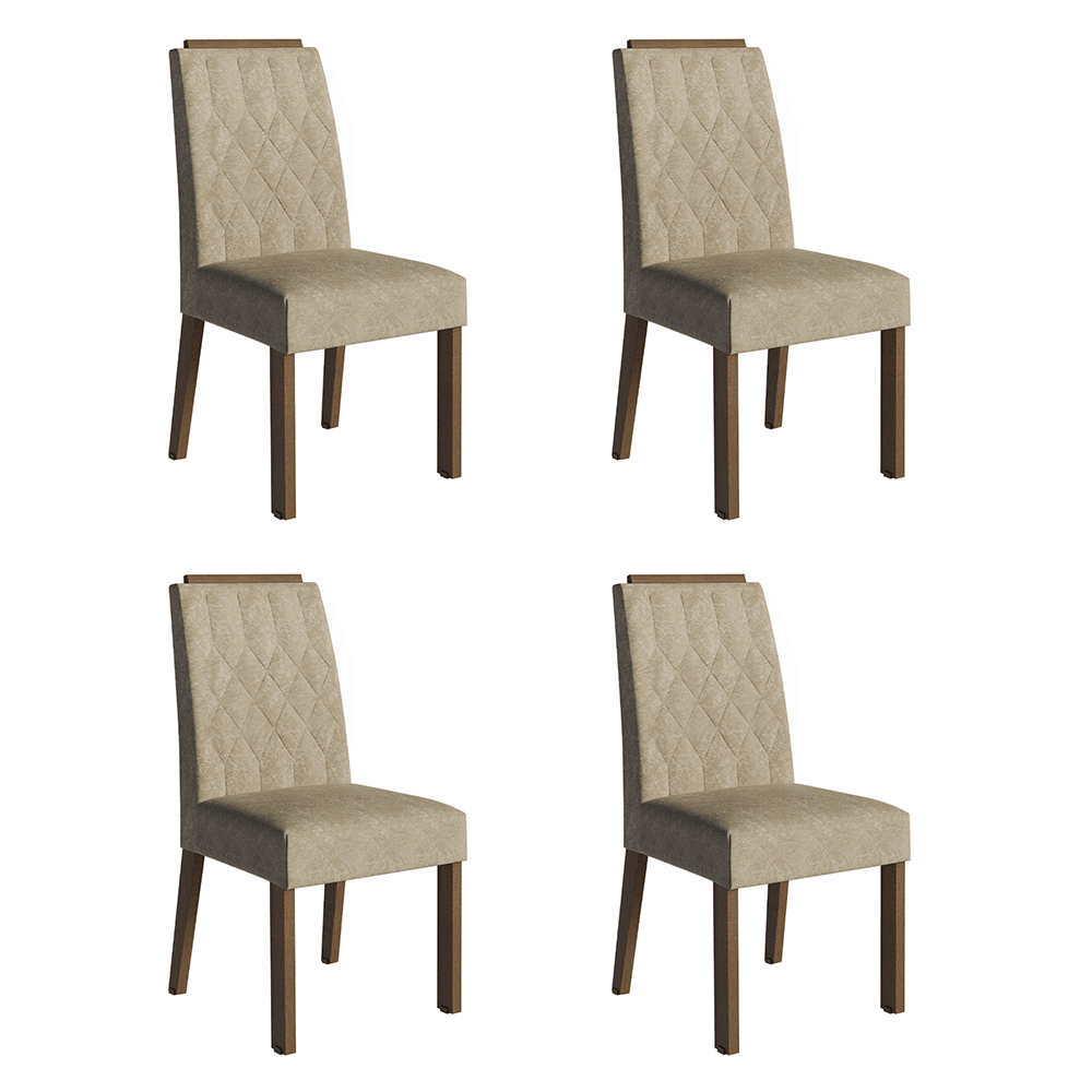 Kit 4 Cadeiras de Jantar 4256 com Espaldar Rustic/Imperial Madesa - Rustic/Imperial